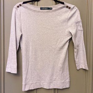 Striped Crew Neck 3/4 length sleeve Women's Shirt